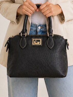 DOONEY & BOURKE Pebbled Leather Satchel Black Top Handle Shoulder Bag
